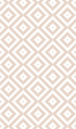 DobleUve Estudio Alfombra Vinílica Geométrica 08 | Beige | 47x80 cm | Lavable Antideslizante | Suelo para Cocina o Salón