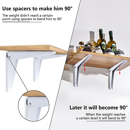 DOMI PRO Soporte Plegable de Pared 2 Piezas, Blanco 300 mm Escuadra Abatible Soportes para Estante Soporte de Metal Flotante Bisagra Plegable Escuadra Estanteria de Bricolaje