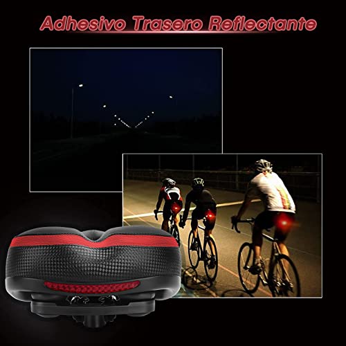 Dripex Sillín Bicicleta Cómodo Impermeable, Sillín de Bicicleta Gel (Negro+Rojo)
