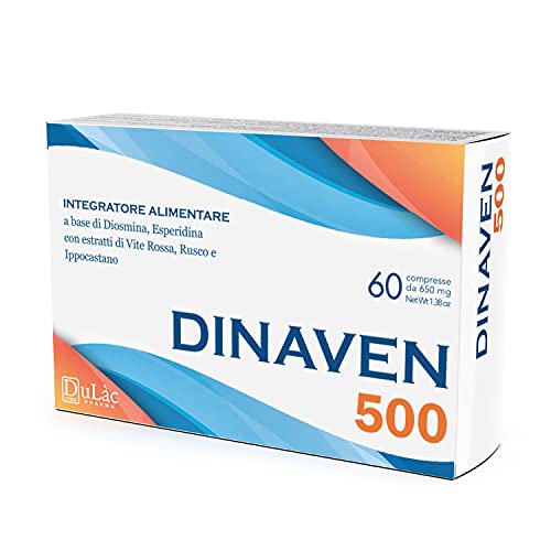 Dulàc Suplemento para Hemorroides y Microcirculación con Diosmina Hesperidina 500 mg, Vid Roja y Flavonoides, 60 comprimidos para Varices, Piernas Hinchadas, Capilares Rotos - Dinaven 500