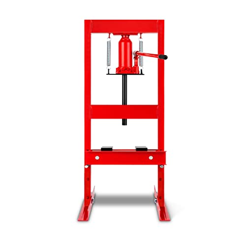 EBERTH 6T Prensa hidráulica de taller (2 Placas Arbor, Altura de trabajo 300 mm 4 vías ajustables, Anchura de trabajo 330 mm)