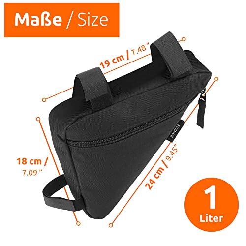 ECENCE Bolsa Impermeable Cuadro de Bicicleta Guardar DNI Kit de reparación fácil de Montar en el Cuadro con Velcro Bolsa Cuadro de Negra Bolsa Triangular de Nylon Resistente al desgarro