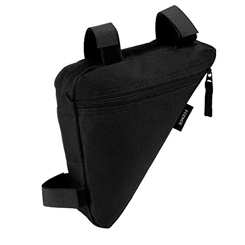 ECENCE Bolsa Impermeable Cuadro de Bicicleta Guardar DNI Kit de reparación fácil de Montar en el Cuadro con Velcro Bolsa Cuadro de Negra Bolsa Triangular de Nylon Resistente al desgarro