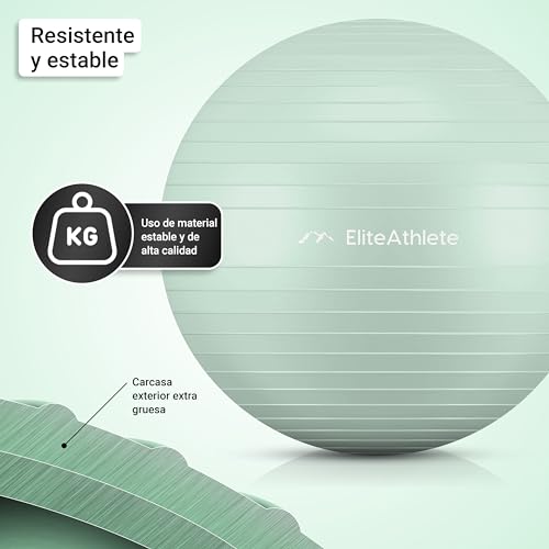 EliteAthlete Pelota de Pilates - Fitball 55 cm 65 cm 75 cm 85 cm - Pelota Embarazo - Bola Yoga Fitness - Balon de Gimnasia Ejercicios - Fit Ball Incl. Bomba de Aire