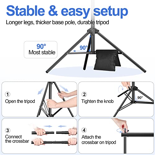 EMART Soporte de Fondo 2m x 3m, Kit de Sistema de Soporte de Fondo para Fotografía Ajustable con 8 Pinzas y 2 Bolsas de Arena para Retrato, Fotografía de Productos y Grabación de Video