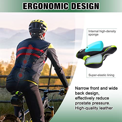 ENJOHOS Sillín de Ciclismo, Asiento de Bicicleta Sillín de Asiento de Bicicleta de Gel Cómodo Silla de Montar (Verde)