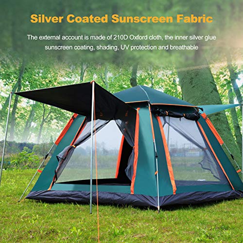 Ergocar Tienda de Campaña 3-4 Personas Tienda de Camping Ligero Impermeable Anti Viento Exteriores Tienda de Campaña para Senderismo Festival Camping Mochila (Verde, Vinilo)