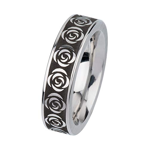 Ernstes Design Anillo R309 Edvita Acero Inox Rosas Negro 6MM
