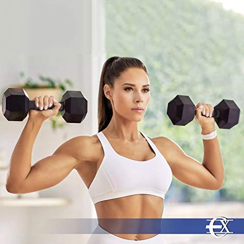 EUROXANTY Pack Mancuernas hexagonales | Mancuernas para Musculatura | Diseño Especial Anti-vuelco | Rellenas de Cemento | Mancuernas Antideslizantes | 2 x 7,5 KG