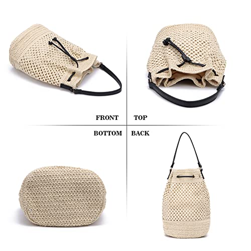 EVEOUT Bolsos Bandolera Tejido Paja Mujer Bolsos Totes Grande Verano Estilo Bohemio Shoppers y Bolsos de Hombro Paja Playa