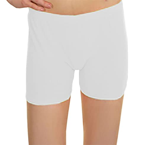 FAIRY BOUTIQUE Pantalones cortos de gimnasio para mujer, cómodos, con cintura elástica, sexy, de neón, blanco, 36-38