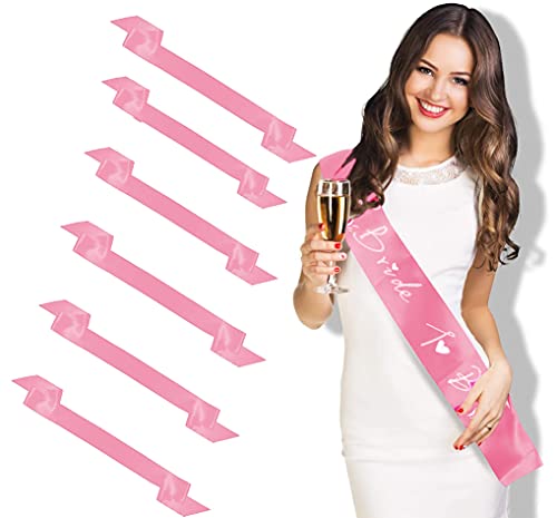 Fajín de Satén de Color liso para Bricolaje, Banda Liso DIY para Desfiles, Despedidas de soltero, Bodas, Cumpleaños y Graduación, 6PCS (Rosa)