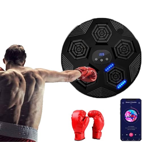 FanSee Máquina de perforación de música Boxeo con música, Almohadillas de Boxeo de música Equipo de Carga USB Montaje en Pared for el hogar Boxer de música Equipo de Boxeo de Carga USB con Bluetooth