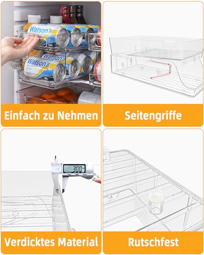 FAOKZE Organizador de nevera dispensador de latas, organizador de latas para despensa, organizador de nevera de 2 niveles, organizador de nevera de 2 niveles, para latas de bebida de 250ml/500ml