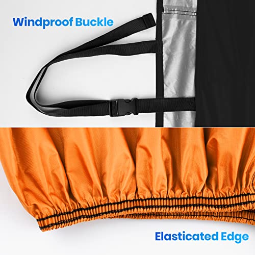Favoto Funda para Bicicleta Exterior para 2-3 Bicicletas, 210D Oxford Cubierta Protector Impermeable contra Lluvia UV Polvo Nieve para Montaña Carretera con Cinturón, 200x105x110cm Negro+Naranja