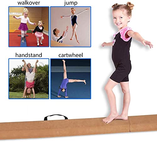 FBSPORT 270CM Viga de Equilibrio Plegable, Viga de Equilibrio de Gimnasia, Viga de Equilibrio de Capa Flocada, Equipo de Equilibrio para Niños, Fitness/Entrenamiento/Gimnasia/Ejercicio