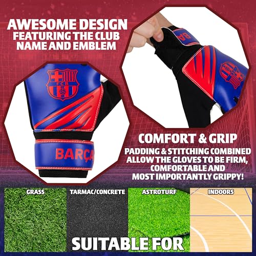 FC Barcelona Guantes Portero Futbol Niño, Guantes de Portero Futbol Tienda Oficial Equipacion Barcelona (Tamaño 5)