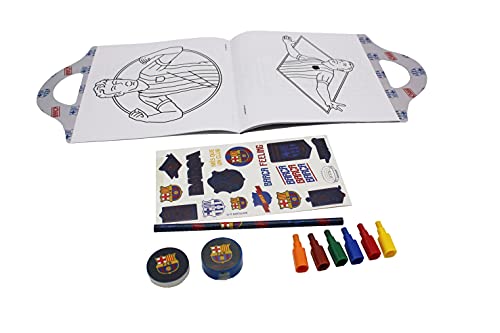 FC BARCELONA - Maletin Dibujo, para Pintar, Set de Papelería, Material Escolar, Para Niños, Accesorio Multicolor, Producto Oficial (CyP Brands)