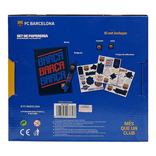 FC BARCELONA - Set de Papelería con Caja, Material Escolar, Accesorio Multicolor, Producto Oficial (CyP Brands)