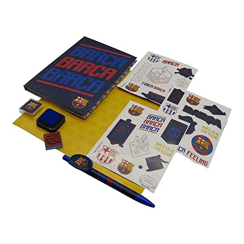 FC BARCELONA - Set de Papelería con Caja, Material Escolar, Accesorio Multicolor, Producto Oficial (CyP Brands)