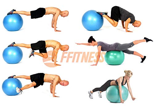 FFITNESS FSTBB55B Total Body Balance Ball | Home Fitness Bigger Fit Ball (Diámetro de 55 a 85 cm) para Yoga, Pilates, Gimnasio | GymBall | Pelota Suiza Anti-Spar (55 cm, Azul)