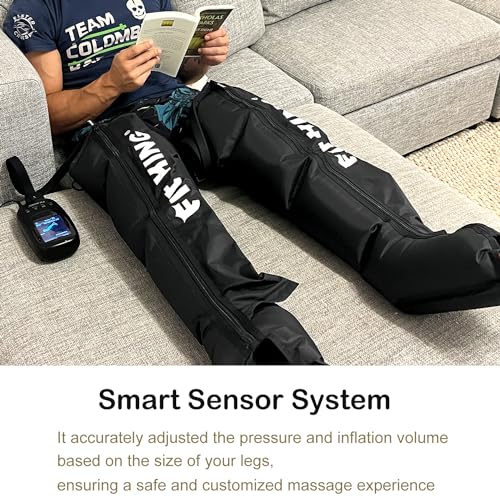 FIT KING Botas Presoterapia Piernas, Masajeador de Piernas para Mejorar la Circulación Sanguínea y Aliviar el Dolor en las Piernas Mejorar el Rendimiento Deportivo Relaje los Músculos