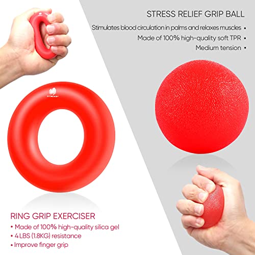 FitBeast Hand Grip para Antebrazo Ejercitar – Paquete de 5 Piezas, Fortalecedor de Agarre de Manos Ajustables, Ejercitador de Manos, para Estirar Los Dedos, Anillo para Entrenar y Pelota Anti Estrés