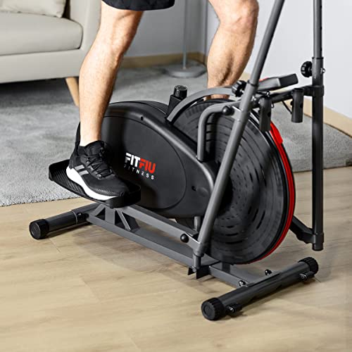 FITFIU Fitness BELI-90 - Bicicleta Elíptica con Disco inercia de 5kg, 8 Niveles de Resistencia, Pedales Antideslizantes Pantalla LCD, Bicicleta Fitness Entrenamiento Indoor