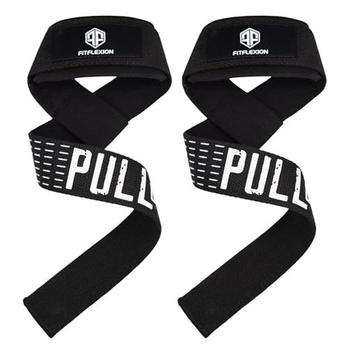 FITFLEXION- Straps gym | Gana músculo más fácil | Almohadilla acolchada,Antideslizante Gelgrip Tech, Correas de 62 cm, 100% tela alta resistencia | Para usuarios de gimnasio preocupados por la calidad