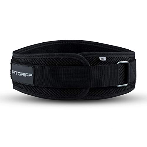Fitgriff® Cinturón Gym V1 - Cinturon Gimnasio, Musculación, Halterofilia, Crossfit, Levantamiento Pesas, Fitness - Mujeres y Hombres - Black Small
