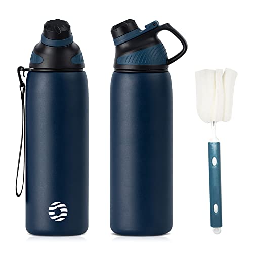 Fjbottle Botella Agua Acero Inoxidable con Tapa Magnética 1L, 800ml, 600ml, 400ml sin BPA Botella Termica para Niños, Deportiva Termo