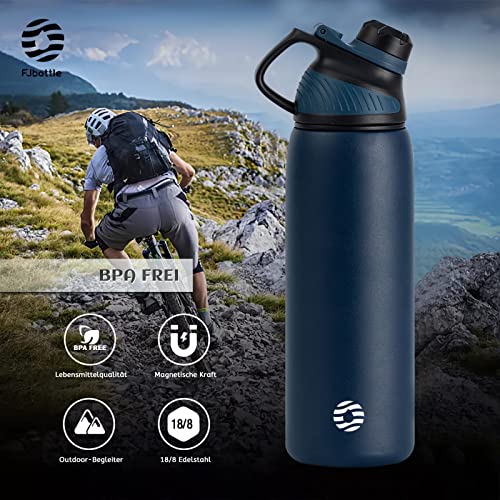 Fjbottle Botella Agua Acero Inoxidable con Tapa Magnética 1L, 800ml, 600ml, 400ml sin BPA Botella Termica para Niños, Deportiva Termo