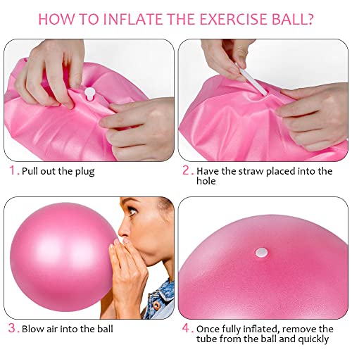flintronic Pelota de Yoga, Mini Pelota de Pilates, 25 cm / 9,4 Pulgadas, Fitness, Pilates, Embarazo y Sentarse, Fitball, Equilibrio, Entrenamiento, 55cm 65cm, Hinchador Incluido