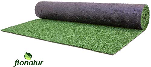 FLONATUR Moqueta Césped Artificial 7 mm. Rollo 2x5 para Exterior e Interior, Niños y Perros. Varias medidas de rollos, para decorar suelos terraza, vallas de jardín, cercas de piscinas…