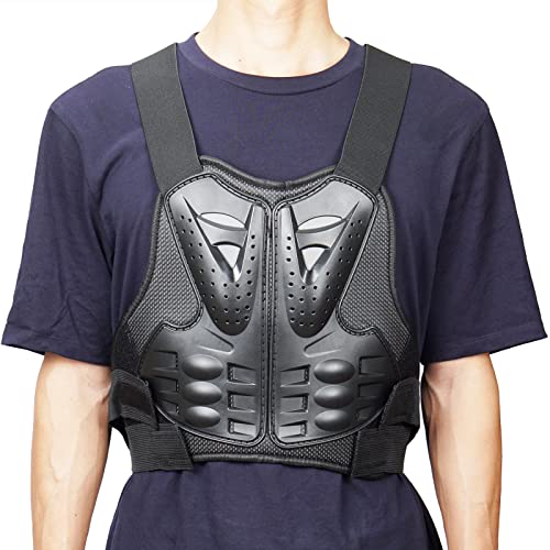 FLYAMAPIRIT Chaleco blindado para motocicleta, equipo de protección con chaleco blindado en el pecho y la espalda para motociclismo, esquí, equitación, patinaje, etc., Negro , L-XL Tall