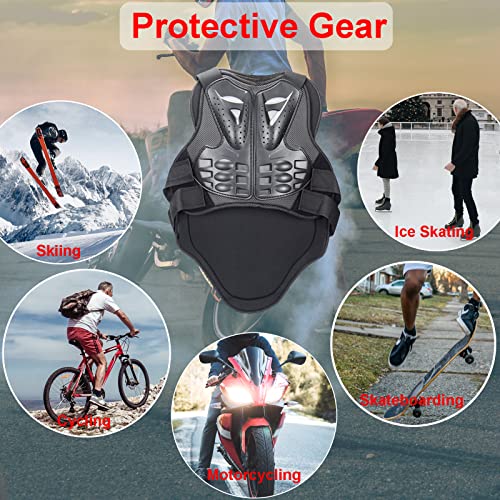 FLYAMAPIRIT Chaleco blindado para motocicleta, equipo de protección con chaleco blindado en el pecho y la espalda para motociclismo, esquí, equitación, patinaje, etc., Negro , L-XL Tall
