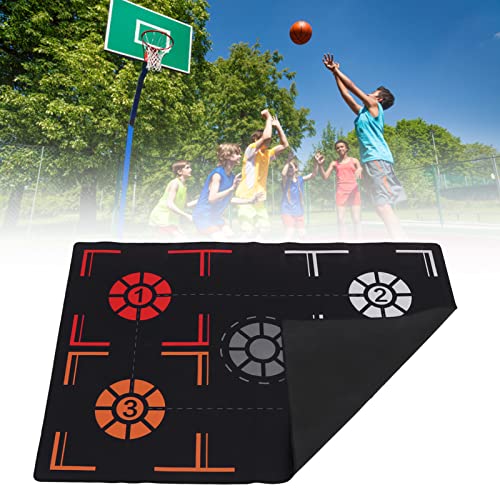 FOLOSAFENAR Colchoneta de Entrenamiento de Baloncesto, 2 Mm de Espesor Punto de Goma Recordatorio Colchoneta de Paso de Baloncesto Negra para el Hogar para Niños de Menos de 150 Cm