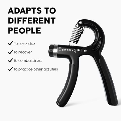 Fortalecedor De Agarre, Hand Grip Para Fortalecer El Antebrazo, Ajustable Entre 10-60kg, Entrenamiento Para Músculos De La Mano Y Antebrazos, Fortalecedor Muñeca Rehabilitación - Negro