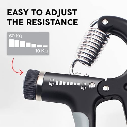 Fortalecedor De Agarre, Hand Grip Para Fortalecer El Antebrazo, Ajustable Entre 10-60kg, Entrenamiento Para Músculos De La Mano Y Antebrazos, Fortalecedor Muñeca Rehabilitación - Negro