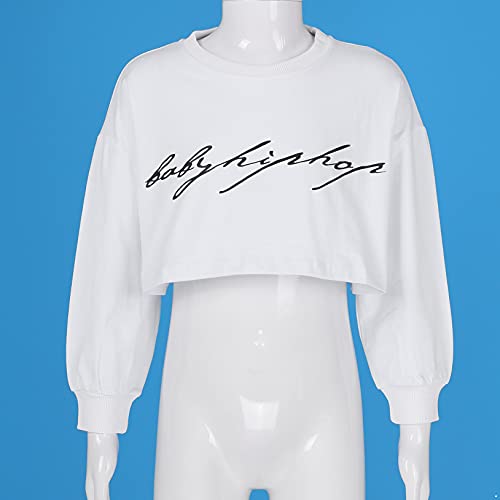 Freebily Conjunto de Chándal para Niñas Sudadera Casual de Manga Larga y Pantalones de Cargo Deportivo Hiphop Ropa de Baile Moderno 3-16 Años A Blanco 11-12 años