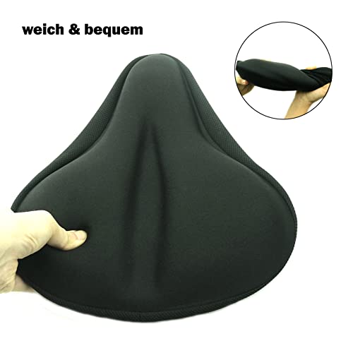 FUCNEN Funda sillin para Bicicleta estatica Funda De Gel para Sillín De Bicicleta Grande Asiento para Bicicleta Estática Almohadilla Ancha Suave (Negro)