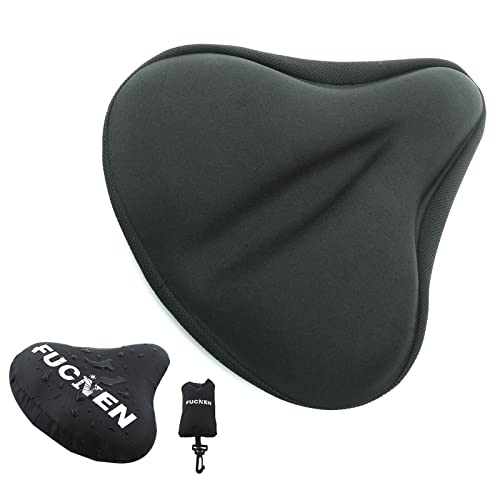 FUCNEN Funda sillin para Bicicleta estatica Funda De Gel para Sillín De Bicicleta Grande Asiento para Bicicleta Estática Almohadilla Ancha Suave (Negro)