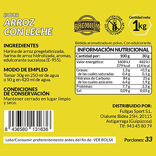 FullGas - CREMA DE ARROZ Arroz con Leche 1kg
