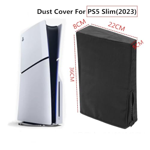 Funda a Prueba de Polvo para PS5 Slim, Funda Protectora para Consola de Juegos Funda Lavable antiarañazos para PS5 Slim Disc & Digital Edition,Accesorio para Juegos (Vertical Negro)