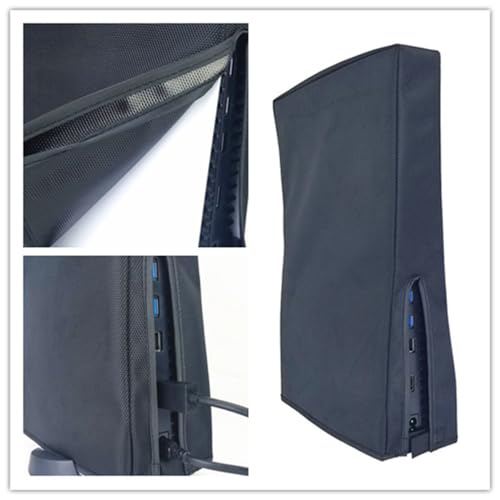 Funda a Prueba de Polvo para PS5 Slim, Funda Protectora para Consola de Juegos Funda Lavable antiarañazos para PS5 Slim Disc & Digital Edition,Accesorio para Juegos (Vertical Negro)