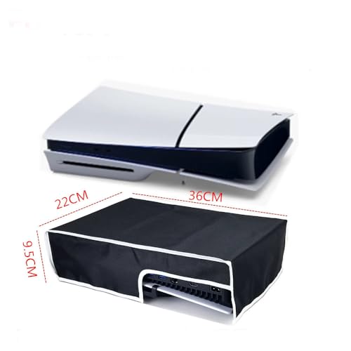 Funda protectora delgada para PS5, a prueba de polvo, para disco delgado PS5 y consola digital, tela Oxford, antiarañazos, impermeable, puerto de cable de fácil acceso (horizontal negro)