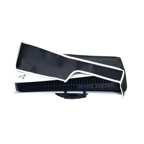 Funda protectora delgada para PS5, a prueba de polvo, para disco delgado PS5 y consola digital, tela Oxford, antiarañazos, impermeable, puerto de cable de fácil acceso (horizontal negro)