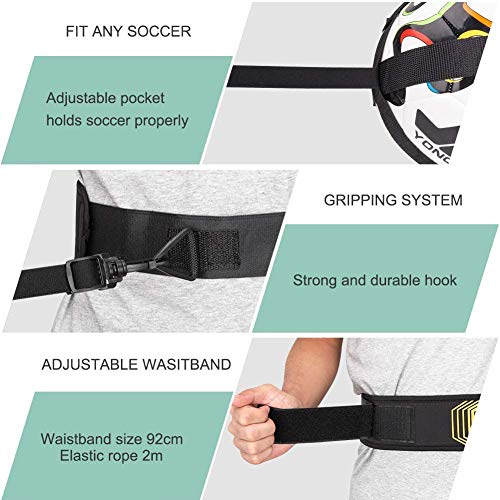 Fútbol Trainer, Shands Ayuda para Entrenamiento de práctica Individual con cinturón y Cuerda elástica, Mejorar Las Habilidades de fútbol, Apto para Pelotas de tamaño #3#4#5