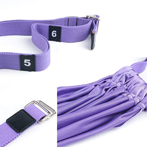fuxunamz Correa elástica de yoga para piernas, banda elástica para yoga, yoga, yoga, yoga, yoga, ballet, pilates, flexibilidad, entrenamiento, color morado, 1 unidad