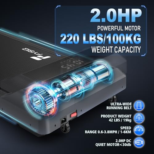 FYSIQ ​Cinta de Correr Eléctrica Profesional, Walking Pad de 2.0 HP, 2 en 1 Para Uso Doméstico y de Escritorio, con 2 Modos de Control Remoto (Bluetooth e Inalámbrico) y APP Gratuita de Por Vida
